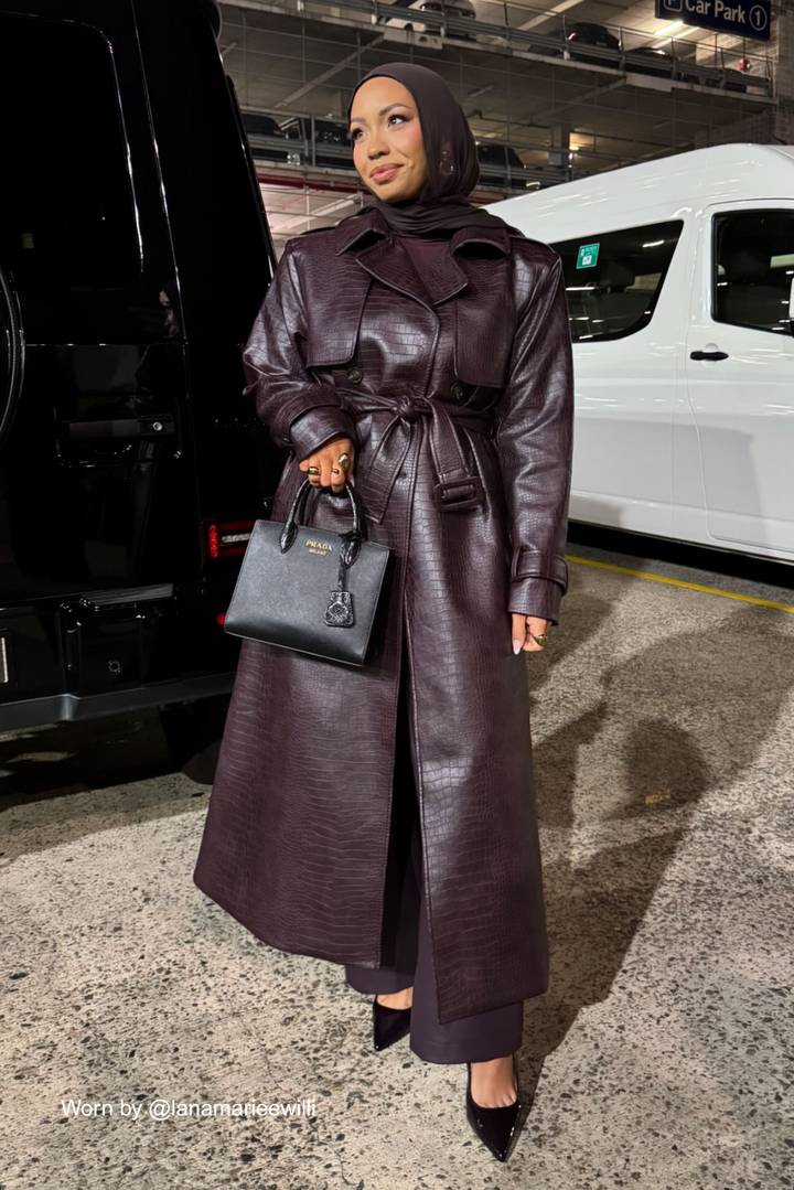 Sloane Faux Croc-Leather Trench Coat – AVRY JAMES LABEL